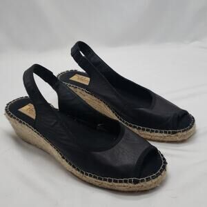 VIDORRETA SLING BACK BLACK LEATHER SANDALS size 40